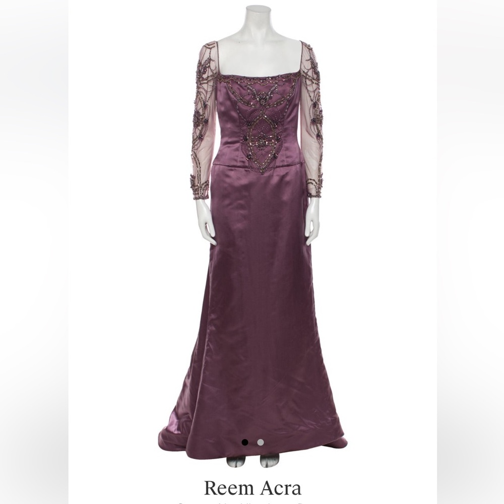 REEM ACRA SQUARE NECKLINE LONG DRESS
